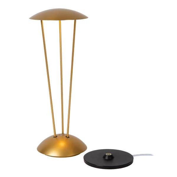 Lucide RENEE - Lámpara de mesa Recargable Dentro/Fuera - Batería/acumulador - Ø 12,3 cm - LED Dim to warm - 1x2,2W 2700K/3000K - IP54 - Con estación de carga inalámbrica - Oro mate / Latón - detalle 2